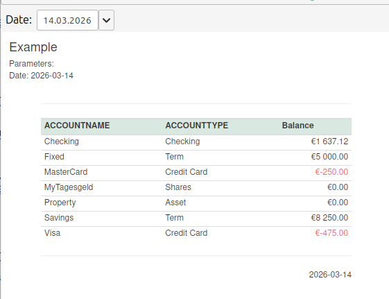GRM report output using single date parameter
    example