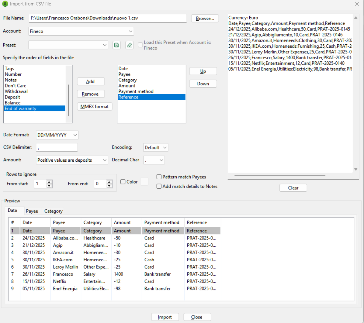 CSV import with Custom Fields mapping