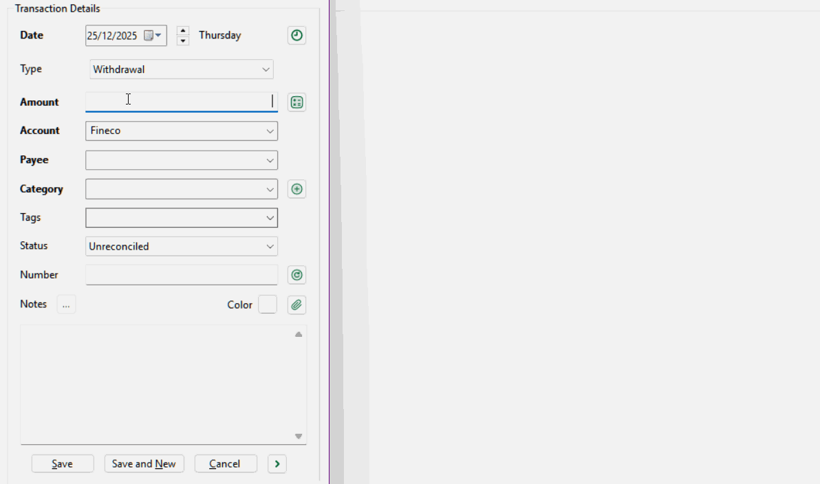 Entering Custom Fields in a new transaction