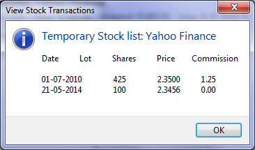 Stock list from Portfolio view for our stock