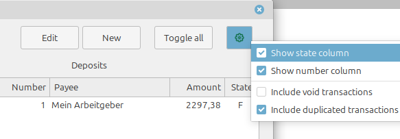 Reconcile dialog settings