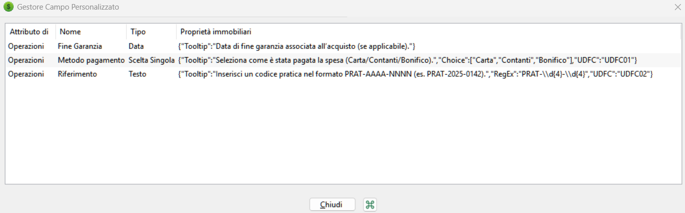 Gestore Campo Personalizzato - panoramica